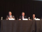 From left, Housing Advisory Group's David Gasson, CohnReznick's Bob Moss, and Enterprise Community Partners' Ali Solis update AHF Live attendees last week in Chicago about the latest from Capitol Hill.