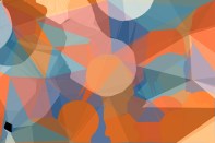 Abstract illustration of multicolor geometrical polygonal abstract shapes against blue background. background with abstract texture with abstract shapes concept